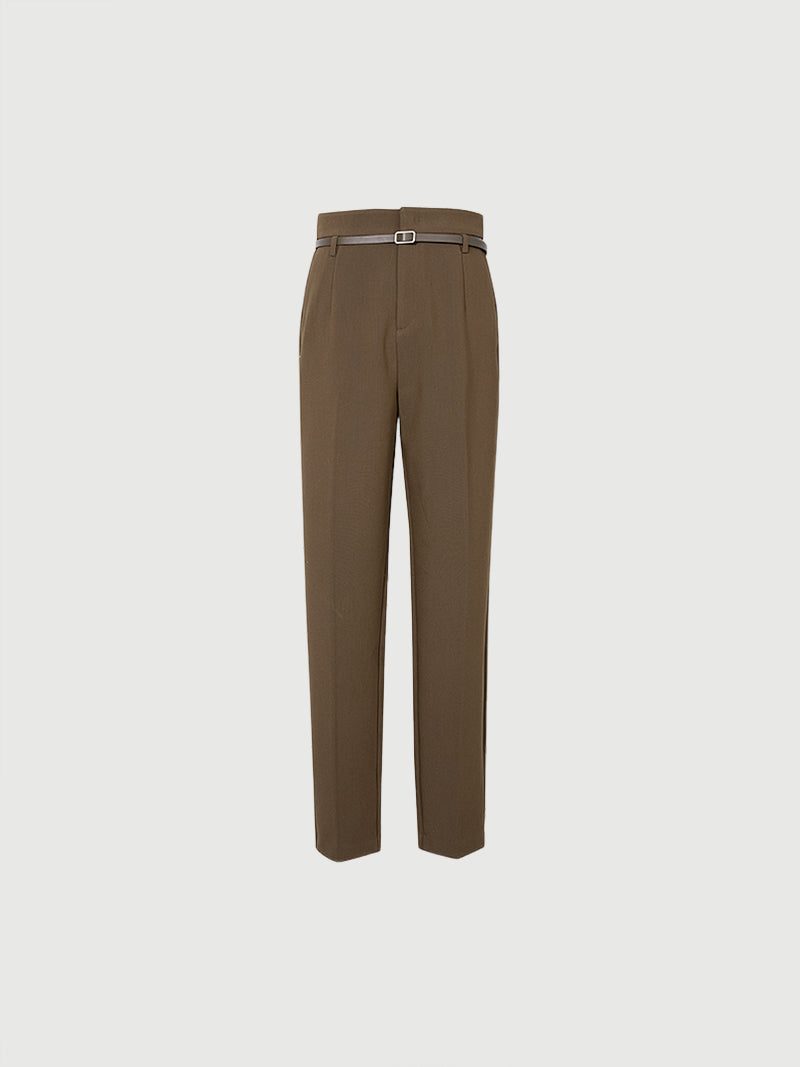 Pantalon marron café - Straight Fit