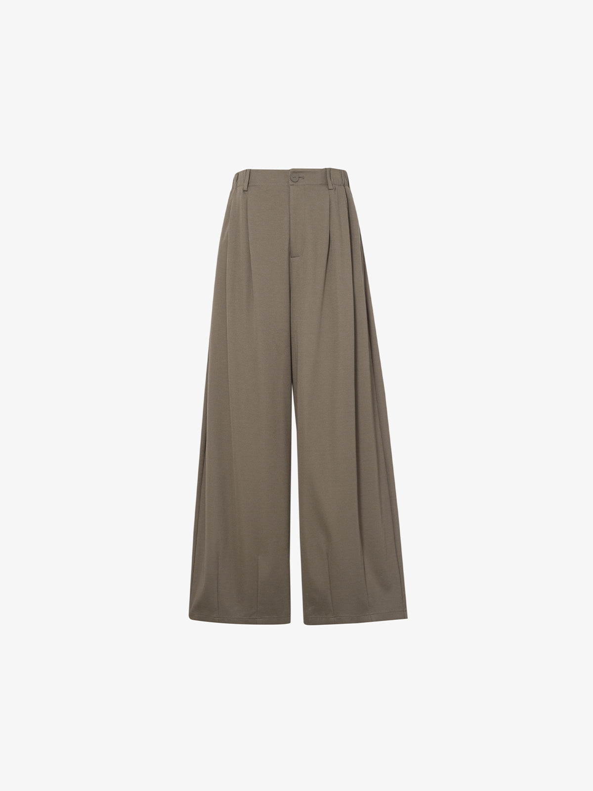 Pantalon large lisse couleur cacao