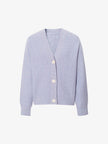 Women's Lavender V Neck Loose Fit Wool Cardigan Sweater