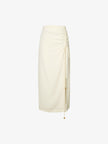 Women's White Acetate Straight Fit High Waist Warp Skirt