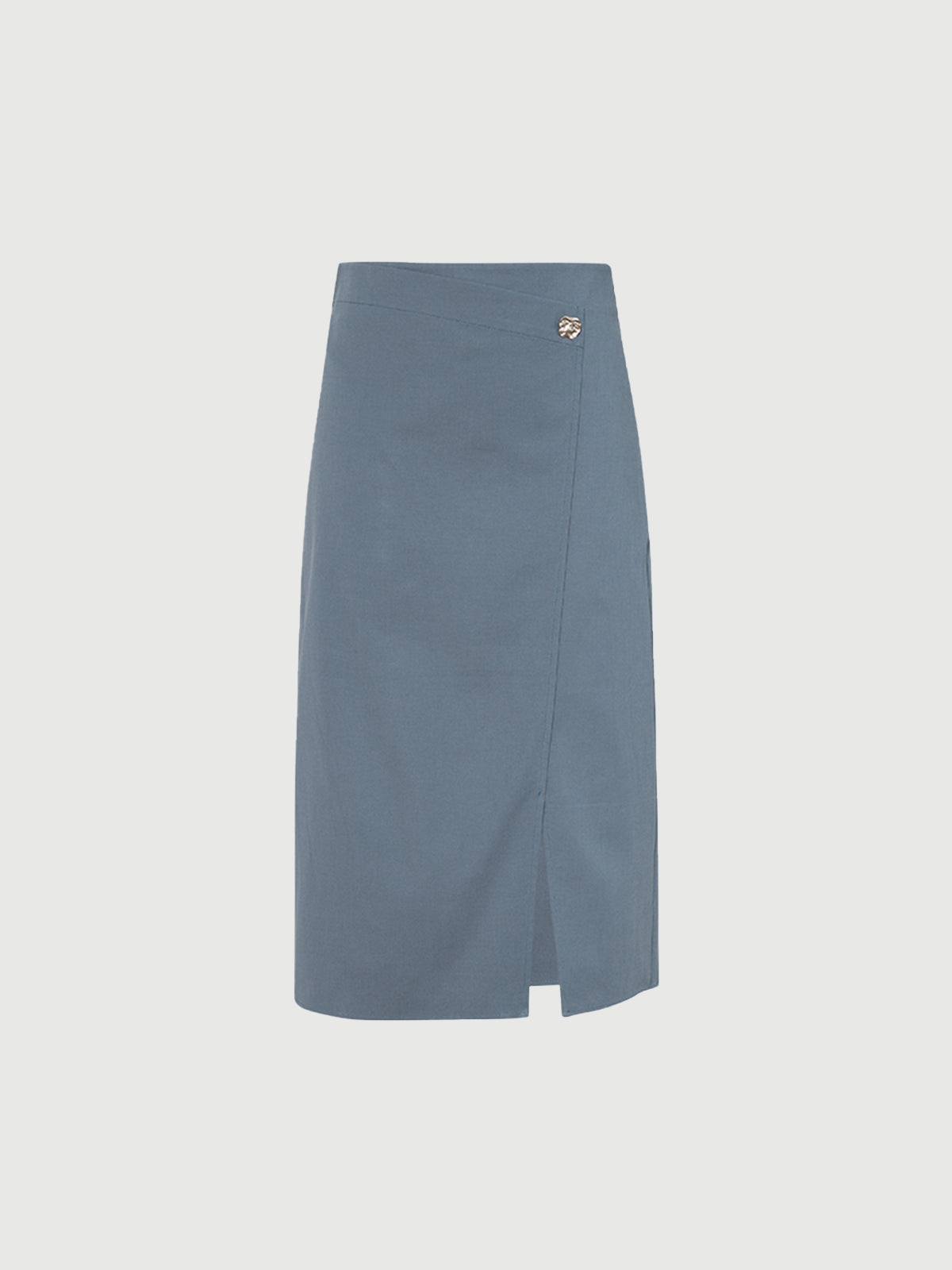 Blue mid-length straight skirt