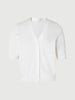 Women's Original White V Neck Short Sleeves Summer Knitwear Top