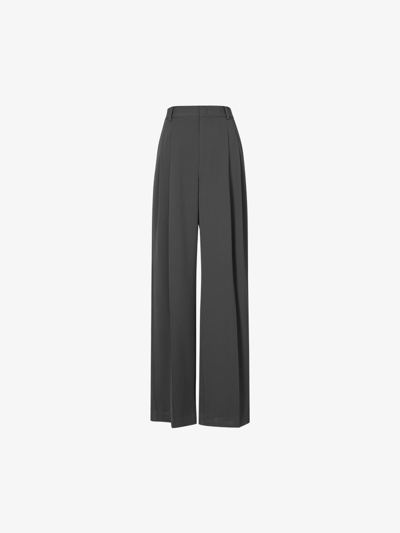 Women's Dark Gray Straight Fit Smooth  Summer Trousers