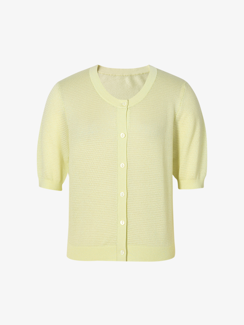 Women's Mustard Yellow Round Neck Short Sleeves Knit Top