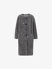 Women's Gray Round Neck Toggle Wool Long Coat