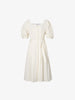 Women's Off-White Square Neck Puff Sleeves Button Down Belted Dress