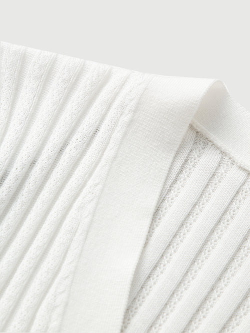 Carica immagine 1 in visualizzazione galleria. Top en tricot lyocell blanc, col en V, manches mi-longues