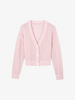 Women's Pink Sheep Wool V Neck Long Sleeve Knit Sweater