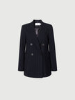 Classic black double-breasted collared blazer