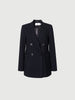 Classic black double-breasted collared blazer