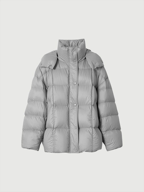 Load image 1 in gallery view. Women's Gray Goose Puffer Removable Hooded Jacket