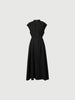 Women's Black Stand Collar Sleeveless 100% High Quality Cotton Dress