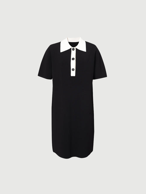 Load image 1 in gallery view. Black dress with white collar