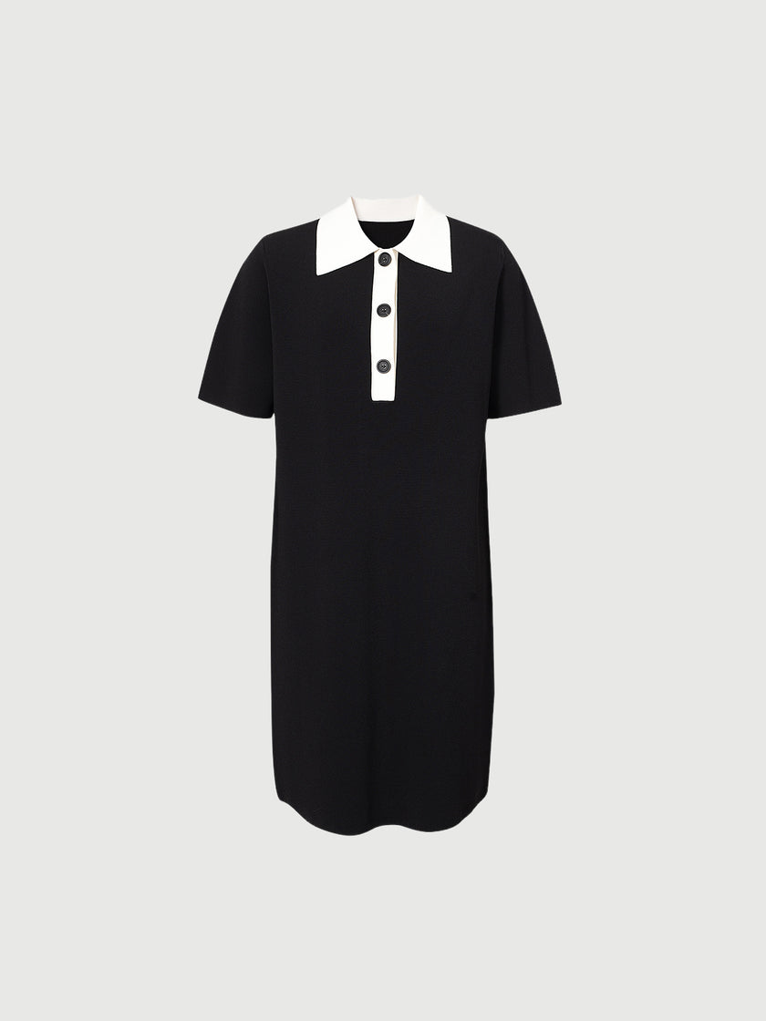 Robe noire à col blanc