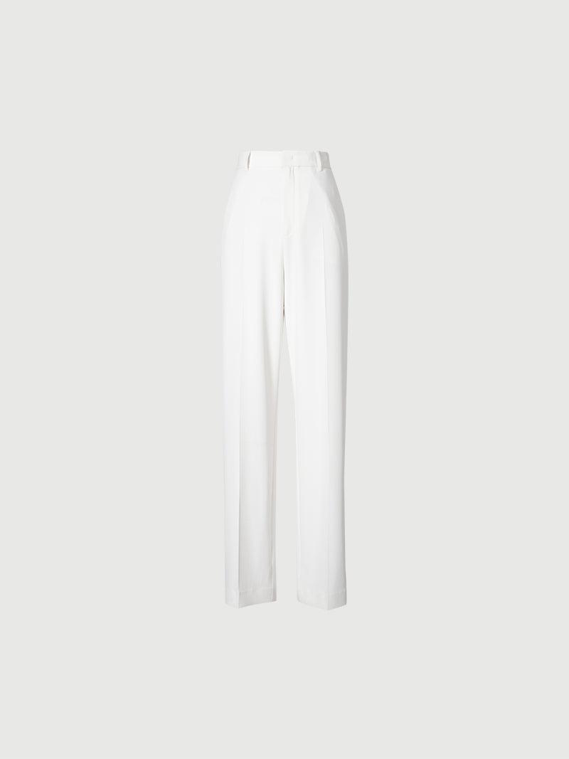 Women's White Straight Fit Slit Design Trousers