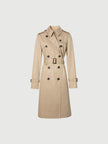 Women's Khaki Double Breasted Long Trench Coat Belt