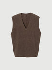 Sleeveless V-neck wool top