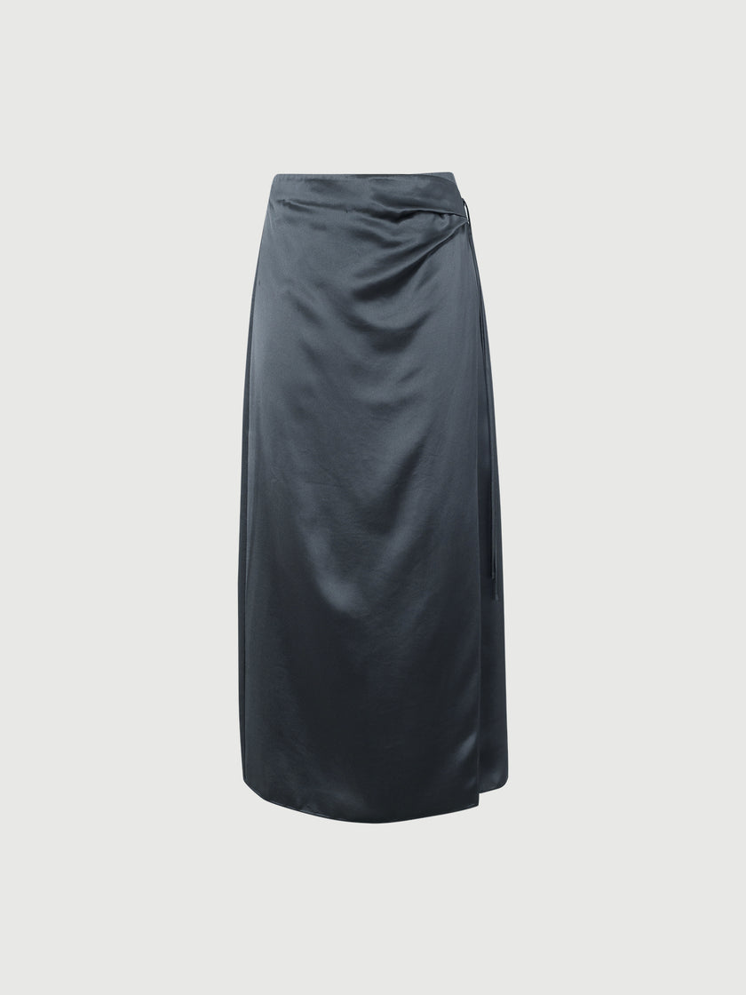 Acetate Side-Slit Midi Skirt