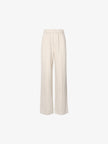 Women's Winter Beige Wide Leg Drawstring Waist Trousers