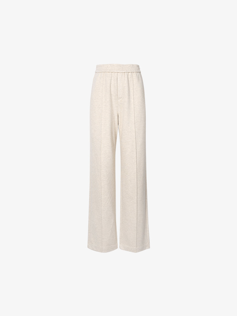 Women's Winter Beige Wide Leg Drawstring Waist Trousers