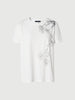 Women's Original White Round Neck Short Sleeves 100% Cotton Hand Drawn Pattern T-Shirt