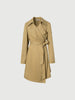 Women's Khaki Lapel Double Breasted Trench Coat with Belt
