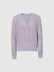Women's Summer Cotton Purple Gray V Neck Sleeve Short Cardigan Knitwear