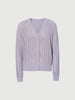 Women's Summer Cotton Purple Gray V Neck Sleeve Short Cardigan Knitwear