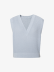 Women's Sky Blue V Neck Rib Pattern Knit Vest Sweater