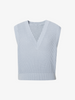 Women's Sky Blue V Neck Rib Pattern Knit Vest Sweater