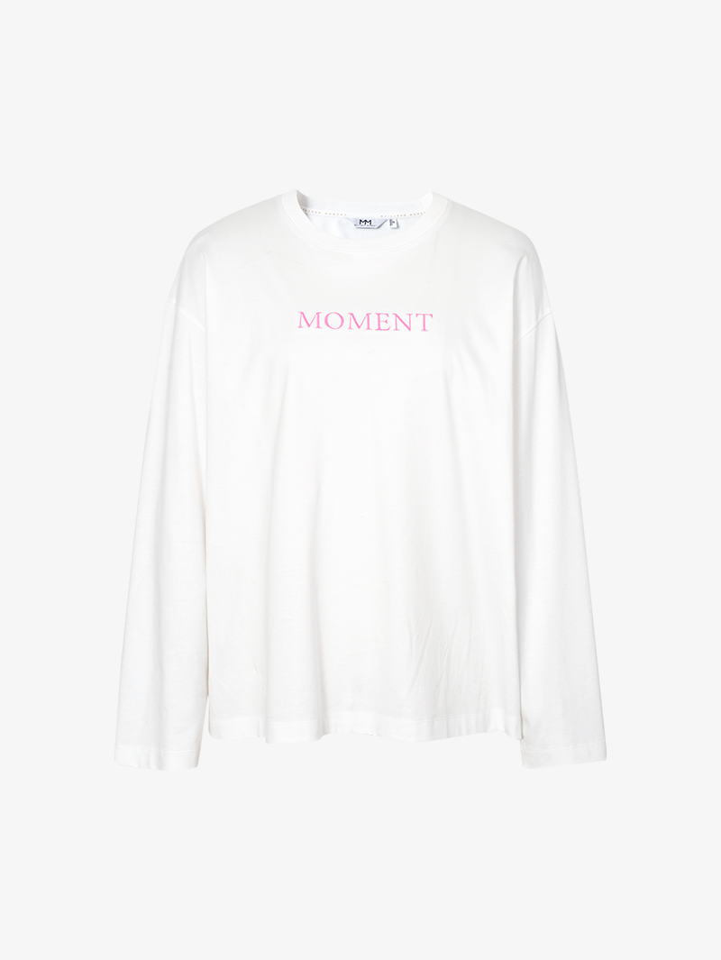 Women's White Embroidered Logo Long Sleeve T-Shirt