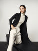 Women's Black Round Neck Stripe Knitted Vest