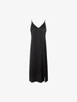 Women's Black V Neck Camisole Silk Dress