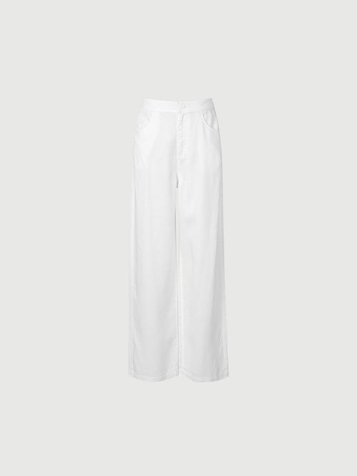 Load image 1 in gallery view. White Straight Fit 100% Lyocell Trousers