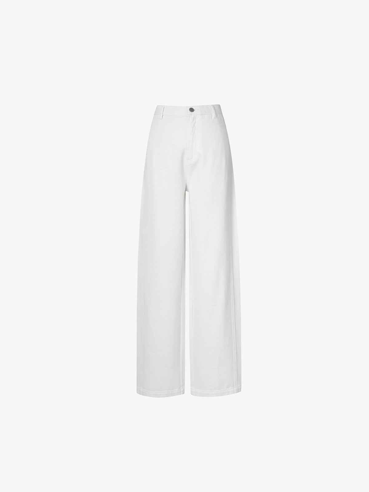 Pantalon large en coton blanc uni