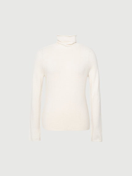 White cashmere turtleneck sweater