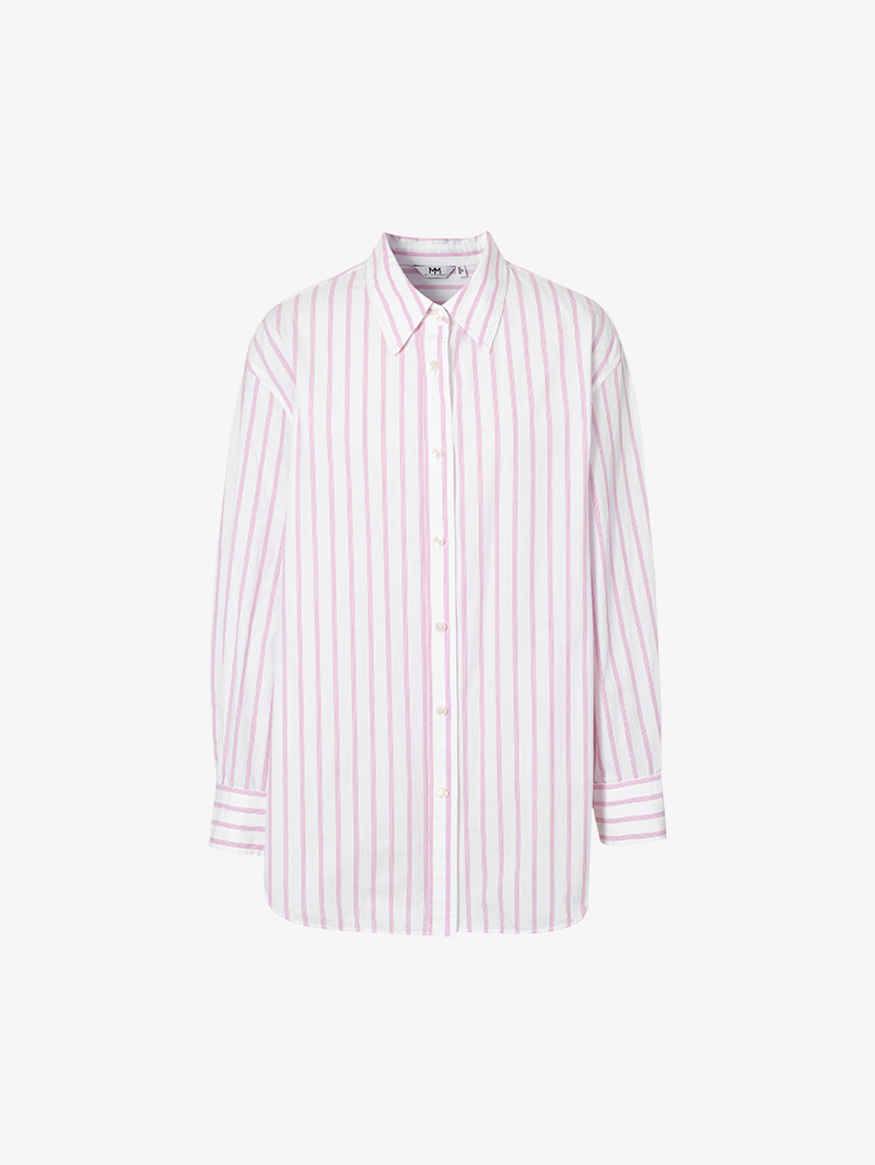 Women's Pink Stripe 100% Cotton Long Sleeve Shirt