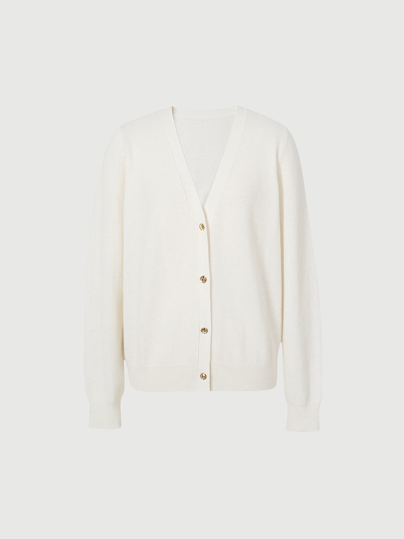 Cardigan en cachemire velours blanc