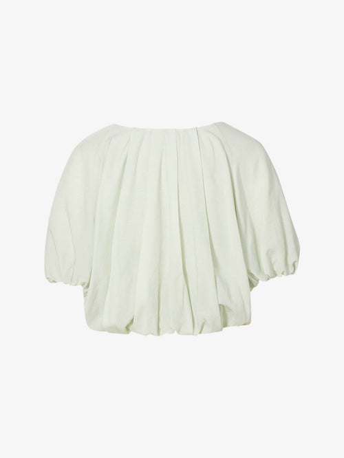 Charger l'image 1 dans la galerie. Women's Light Green Round Neck Puff Sleeve Blouse Top