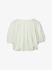 Women's Light Green Round Neck Puff Sleeve Blouse Top
