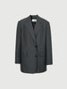 Women's Grey Notch Lapel Long Sleeves Blazer Jacket