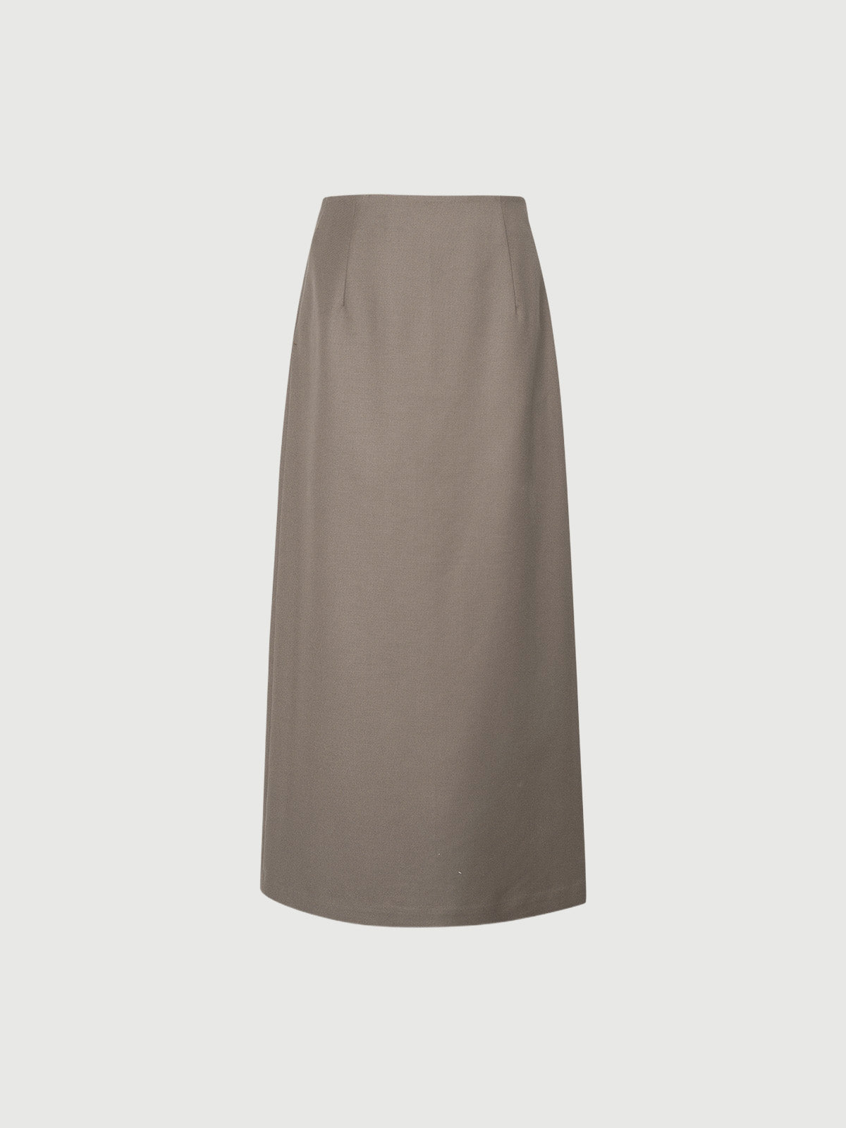 Jupe évasée marron taille haute en laine