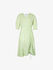 Women's Floral Light Green V Neck A-Line 100% Cotton Wrap Dress