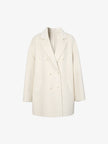 Women's White Notch Lapel Sheep Wool Short Coat