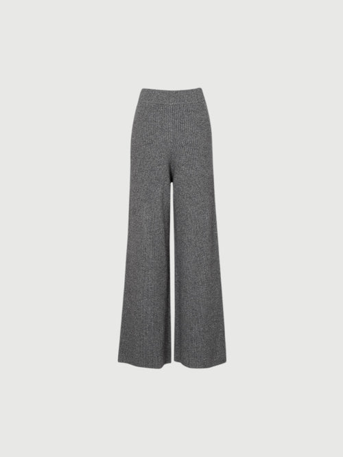 Load image 1 in gallery view. Women's Gray Wide Leg 100% Wool Knitted Pants