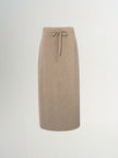 WOMEN'S COCOA BROWN STRAIGHT SHEEP WOOL KNITTED WAIST SKIRT 5F1240841