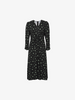 Black cotton mid-length dress with floral patterns