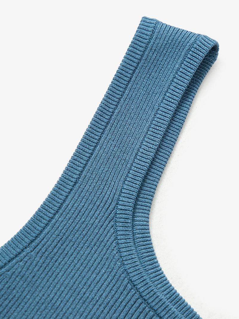 Women's Blue Square Neck Tank Top