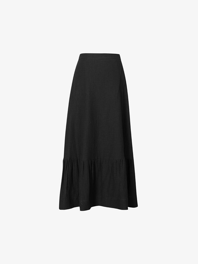 Women's Black Elastic Wasit Flounce Skirt