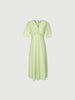 Women's Light Green V Neck Short Sleeves  Shirring Smocking Design Dress